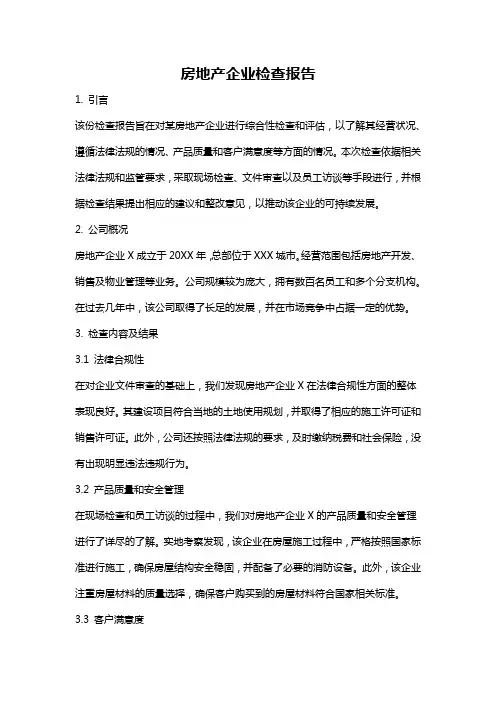 房地产企业检查报告