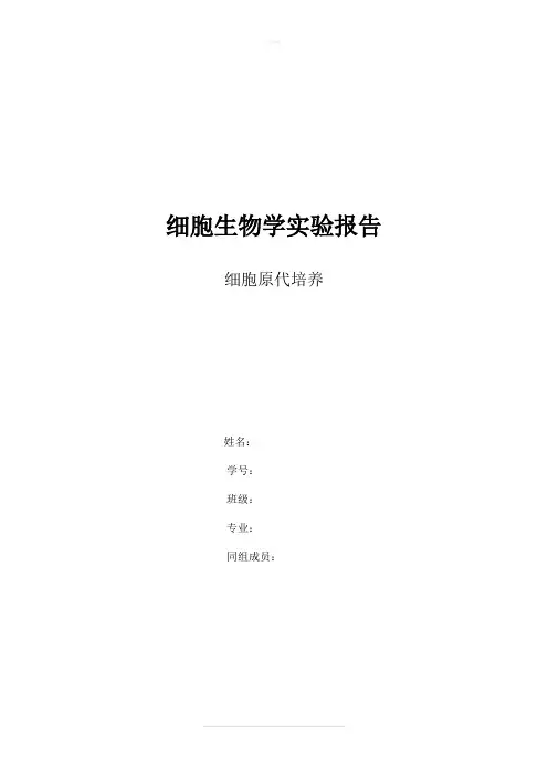 细胞原代培养 细胞生物学实验报告