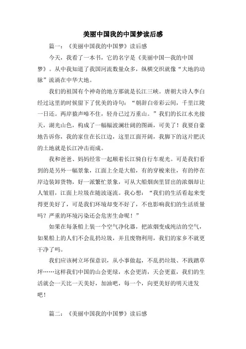美丽中国我的中国梦读后感
