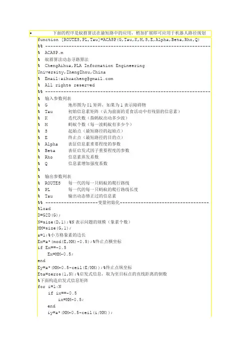 蚁群算法最短路径通用Matlab程序(附图)
