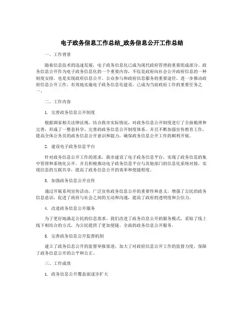 电子政务信息工作总结_政务信息公开工作总结
