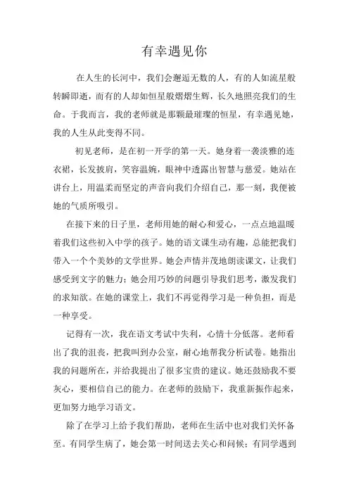 满分优秀作文《有幸遇见你》