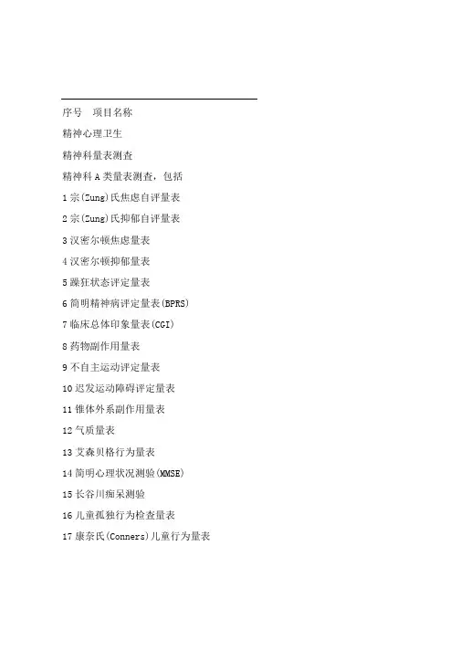 精神科量表测查