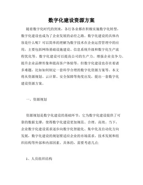数字化建设资源方案