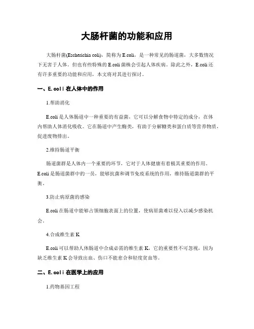 大肠杆菌的功能和应用