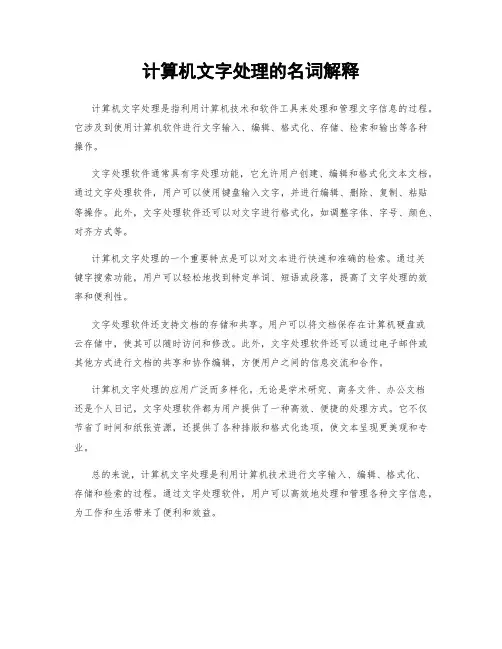 计算机文字处理的名词解释