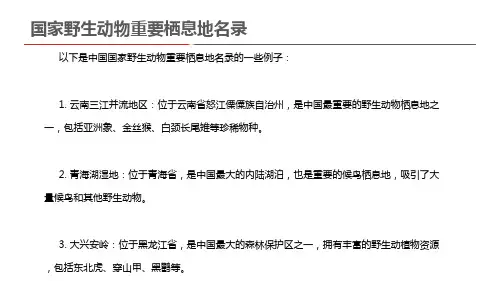 国家野生动物重要栖息地名录