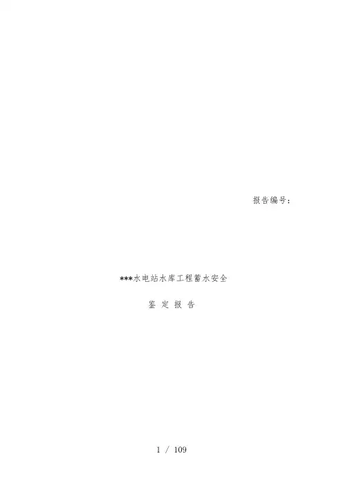 水电站水库工程蓄水安全鉴定报告