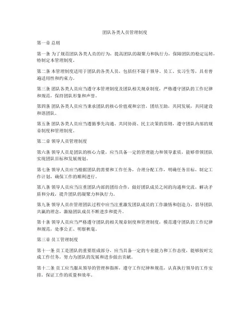 团队各类人员管理制度