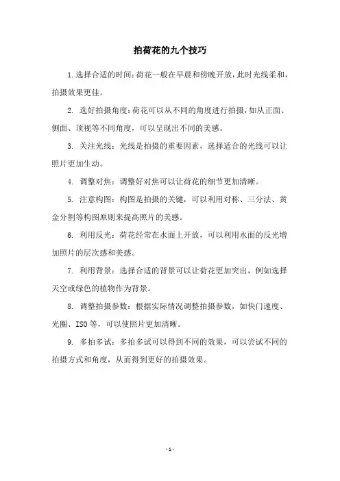 拍荷花的九个技巧