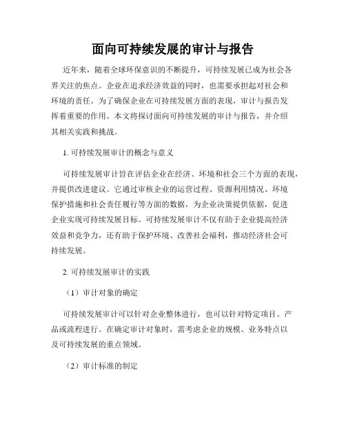 面向可持续发展的审计与报告