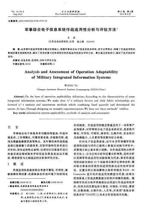 军事综合电子信息系统作战适用性分析与评估方法