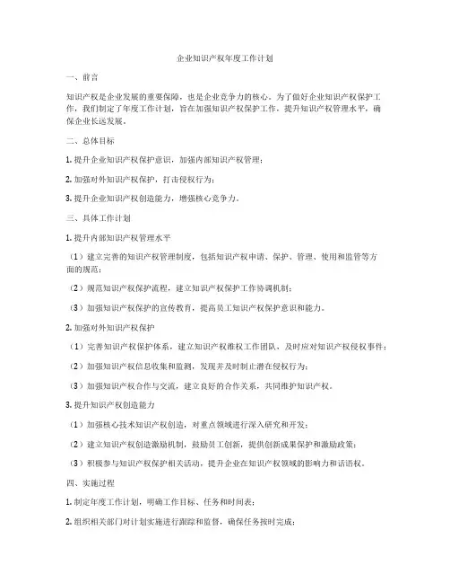 企业知识产权年度工作计划