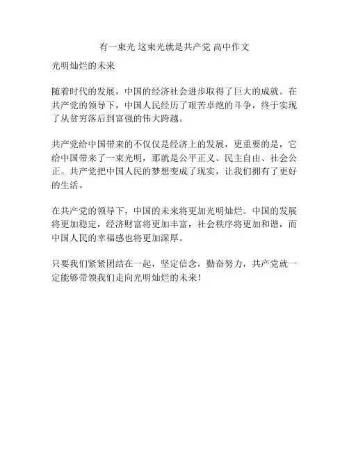有一束光 这束光就是共产党 高中作文