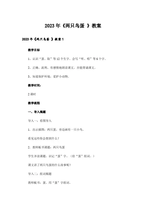 2023年《两只鸟蛋 》教案
