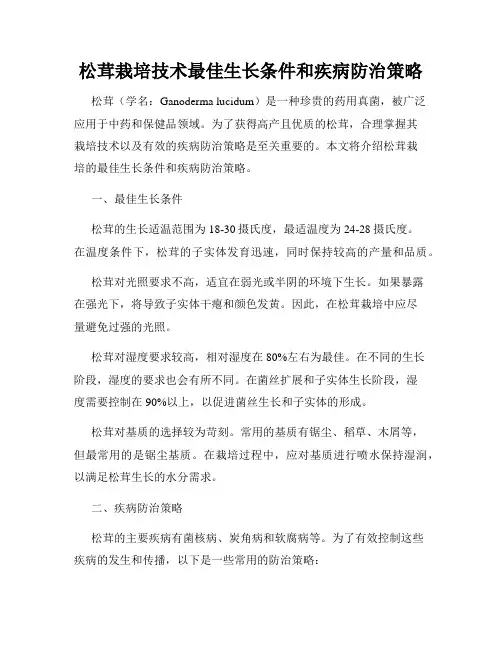 松茸栽培技术最佳生长条件和疾病防治策略