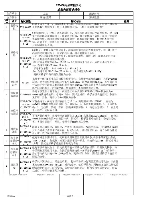 内部测试检验报告单