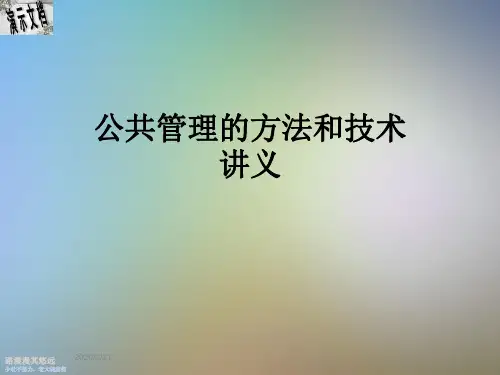 公共管理的方法和技术讲义
