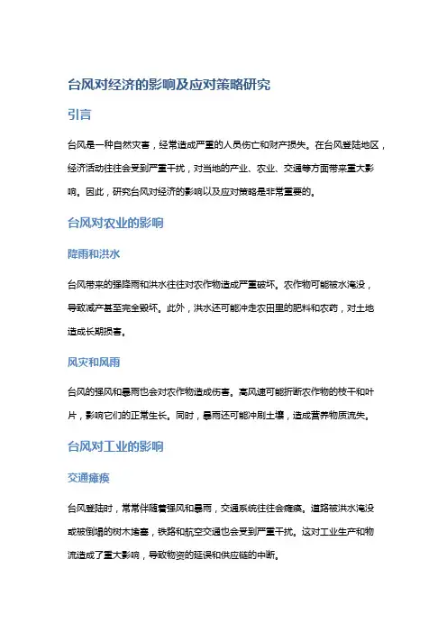 台风对经济损失的影响及应对策略研究