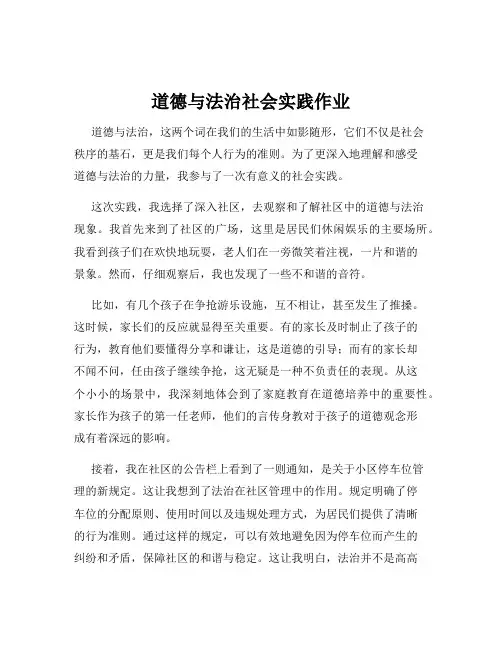 道德与法治社会实践作业