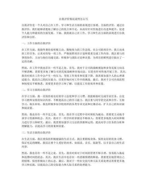 自我评价情况说明怎么写