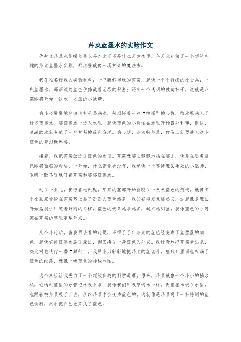 芹菜蓝墨水的实验作文