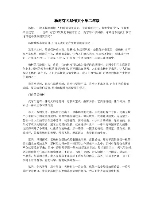 杨树有关写作文小学二年级