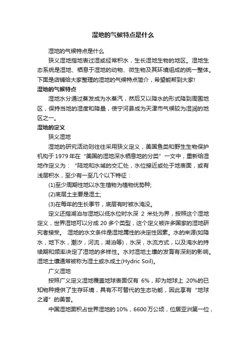 湿地的气候特点是什么