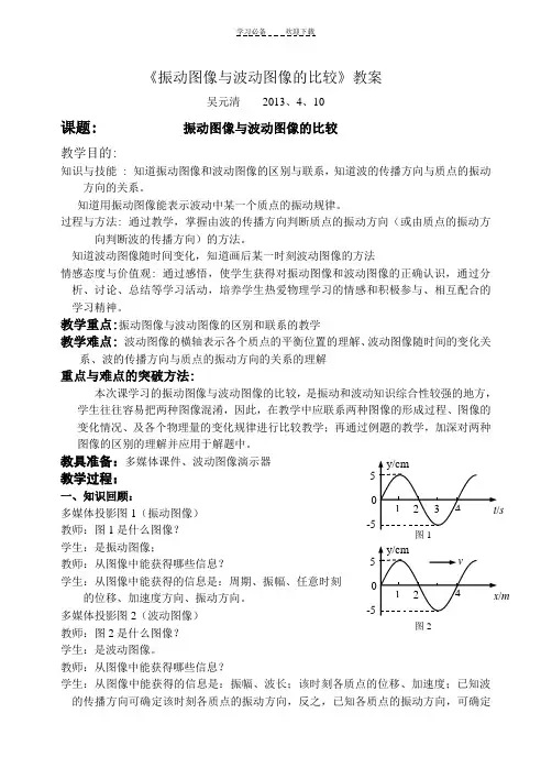 《振动图像与波动图像的比较》教案
