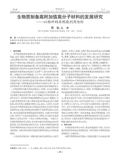 生物质制备高附加值高分子材料的发展研究—以秸秆的非燃烧利用为例