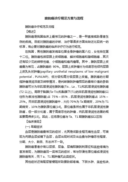 膀胱癌诊疗规范方案与流程