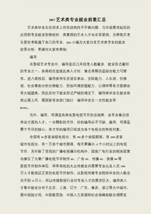 2017艺术类专业就业前景汇总