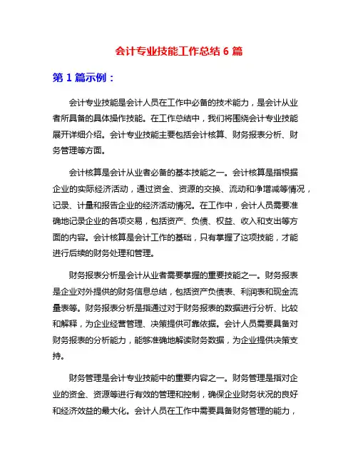 会计专业技能工作总结6篇