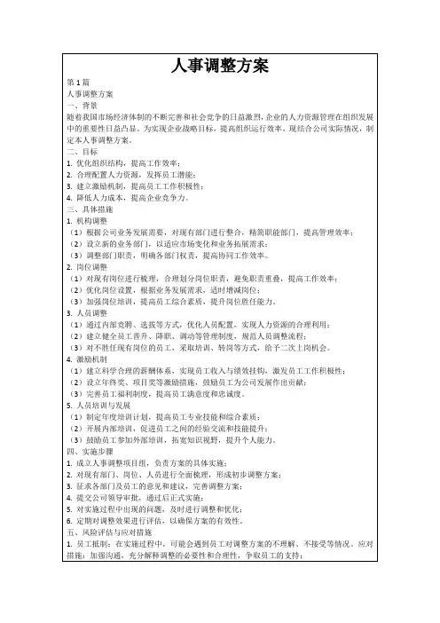 人事调整方案