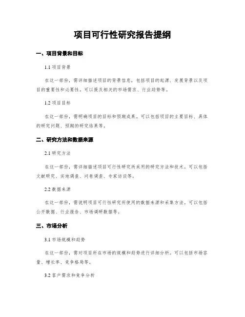 项目可行性研究报告提纲
