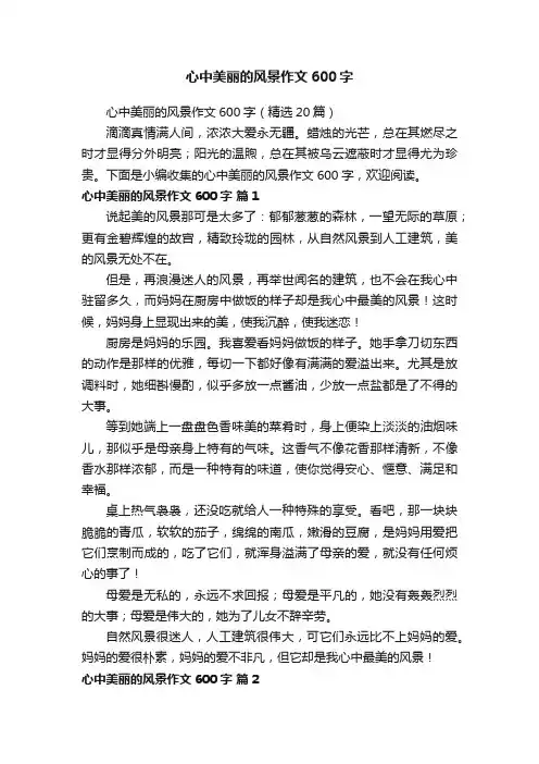 心中美丽的风景作文600字（精选20篇）