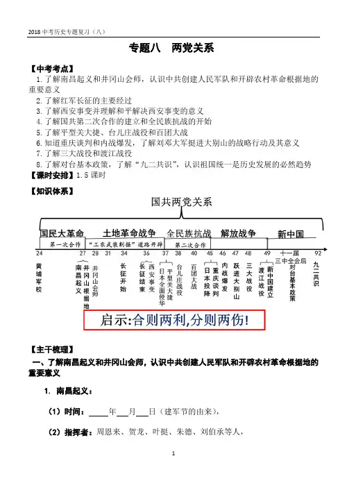 中考历史复习专题八 两党关系