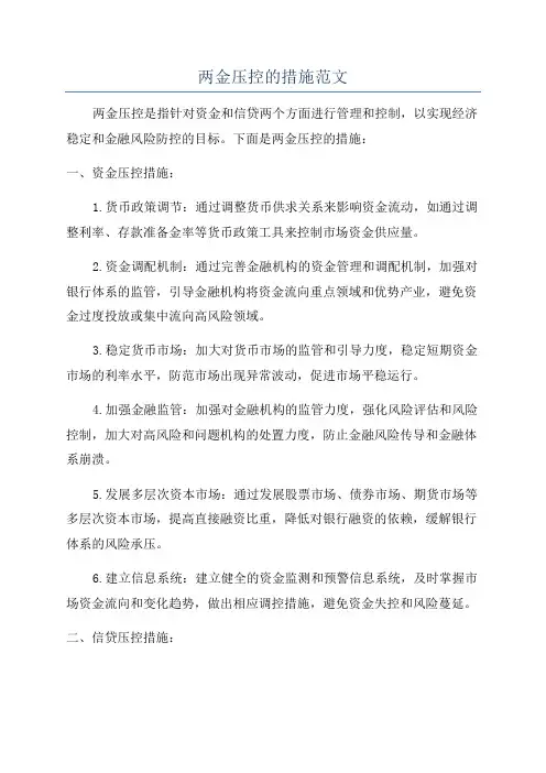 两金压控的措施范文