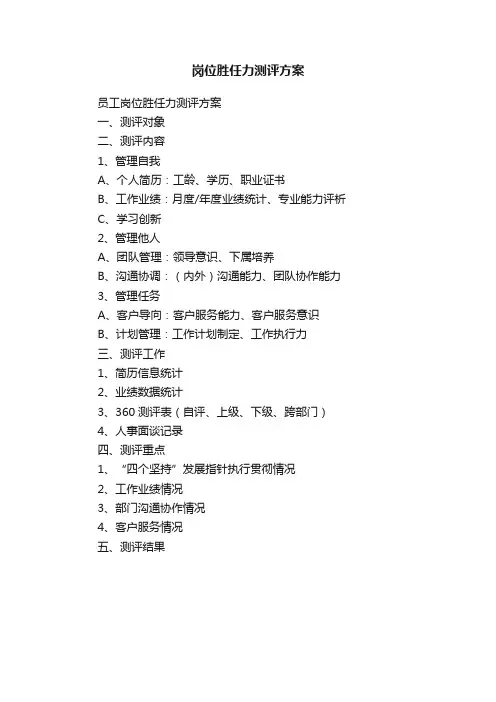 岗位胜任力测评方案