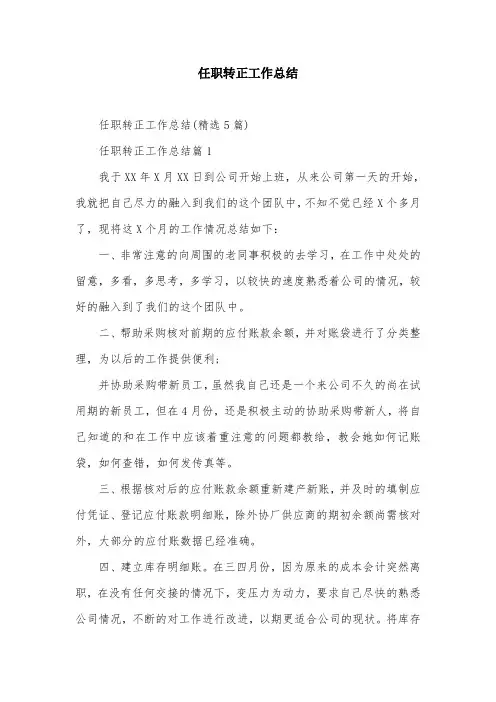 任职转正工作总结