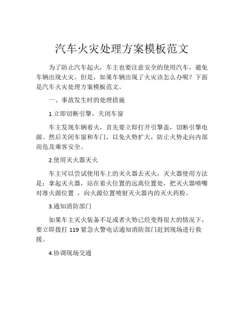汽车火灾处理方案模板范文