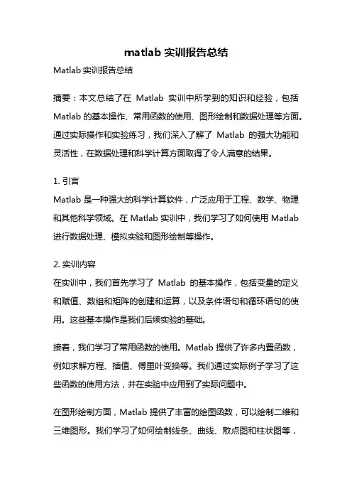 matlab实训报告总结