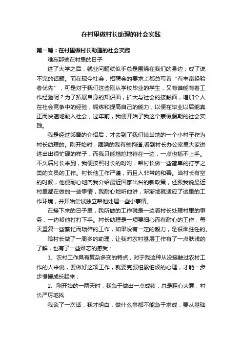 在村里做村长助理的社会实践