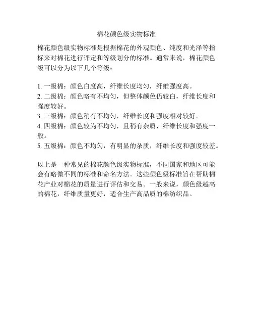 棉花颜色级实物标准