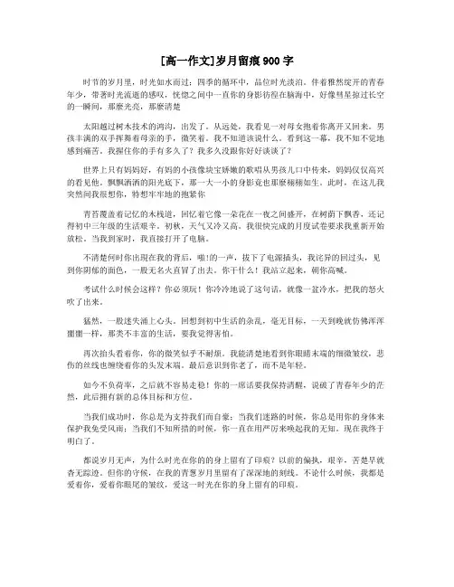 [高一作文]岁月留痕900字