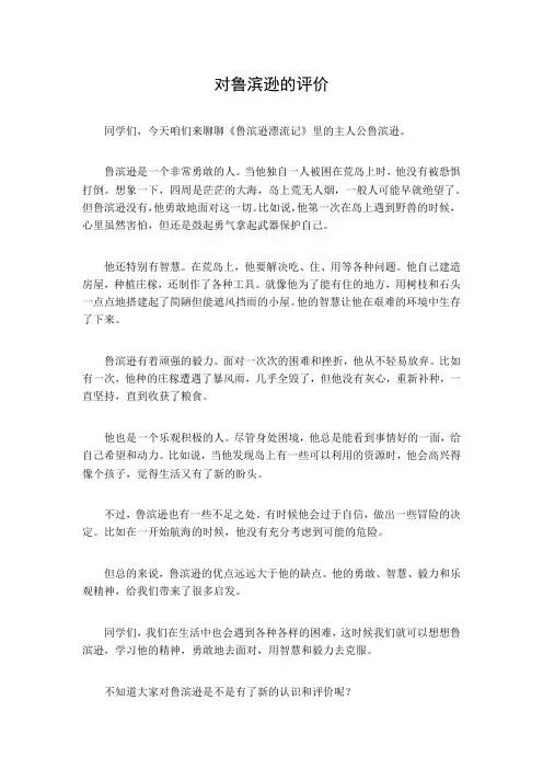 对鲁滨逊的评价