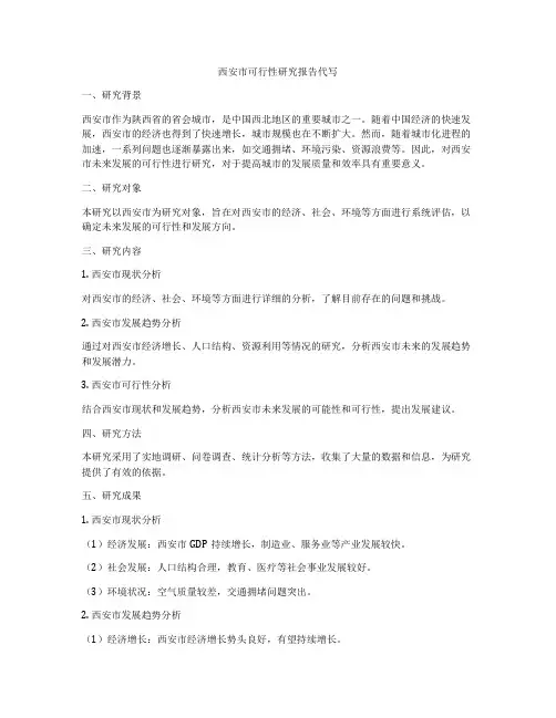 西安市可行性研究报告代写