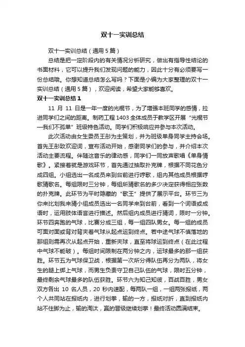 双十一实训总结（通用5篇）