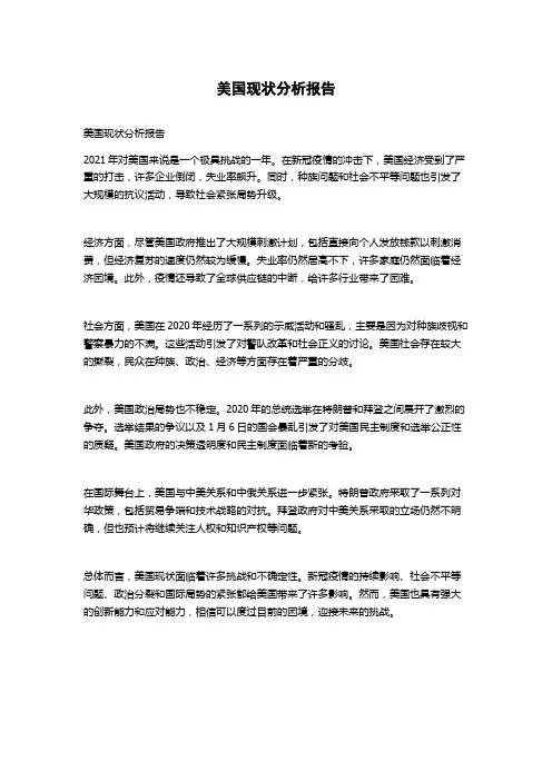 美国现状分析报告