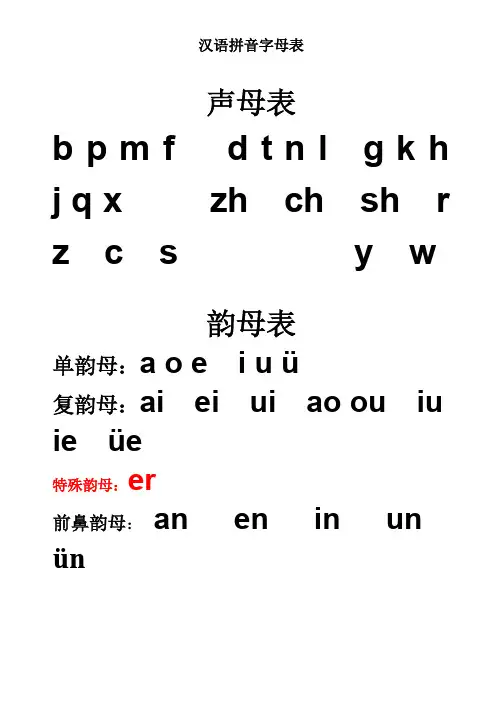 一年级拼音大全